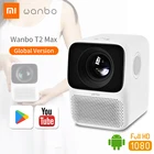 Мини-проектор Wanbo T2 Max, светодиодный проектор Full HD 1080P с поддержкой ТВ 4k, Android, Wi-Fi, Bluetooth, домашний кинотеатр, глобальная версия