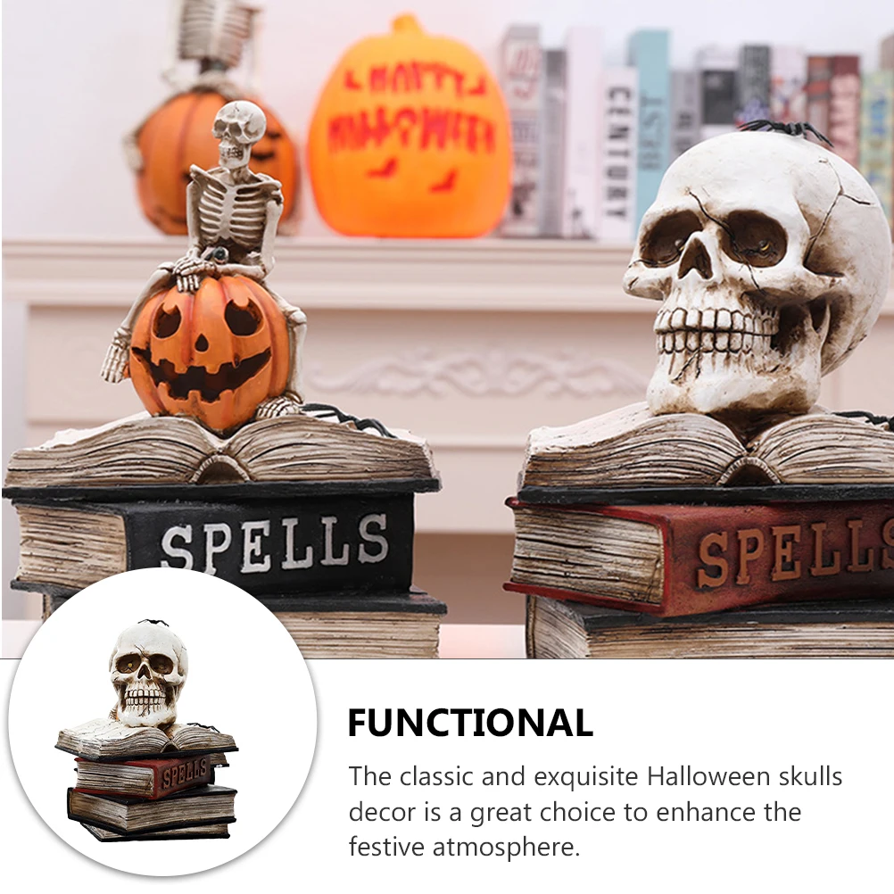 

Skulls On Books Ornament Lighted Halloween Party Decor Haunted House Ornament
