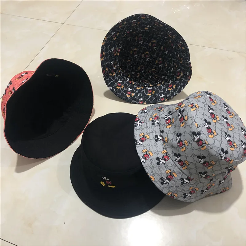disney mickey cartoon cotton female double sided cap fisherman hat sun shading hat birthday gifts free global shipping