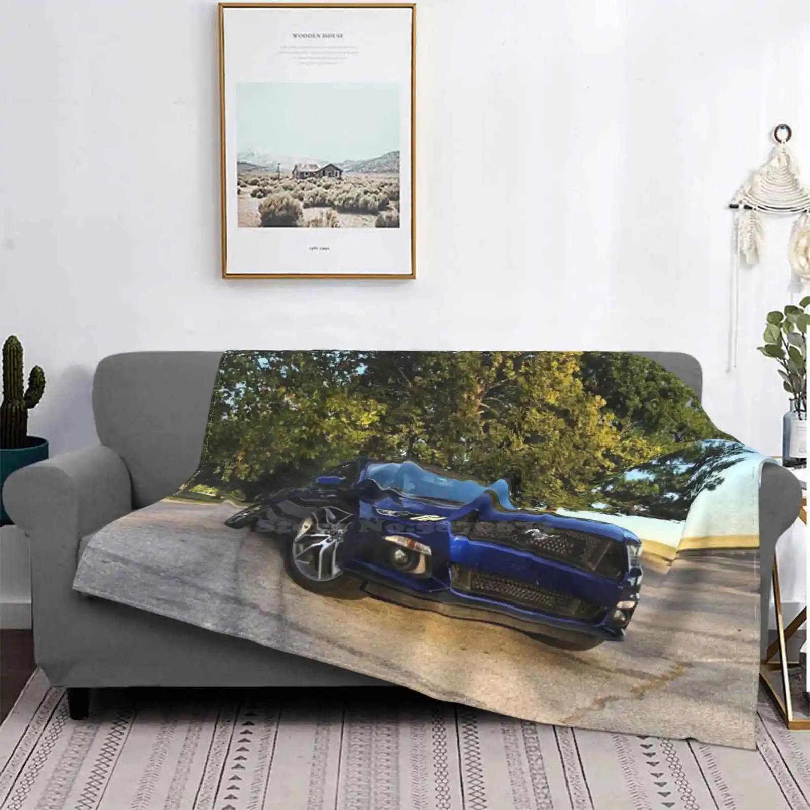 

Ford Mustang-manta suave de franela con estampado personalizado, papel tapiz para coche, V8 City