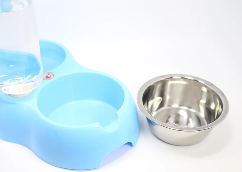 Двойная миска для домашних животных семейная из нержавеющей стали