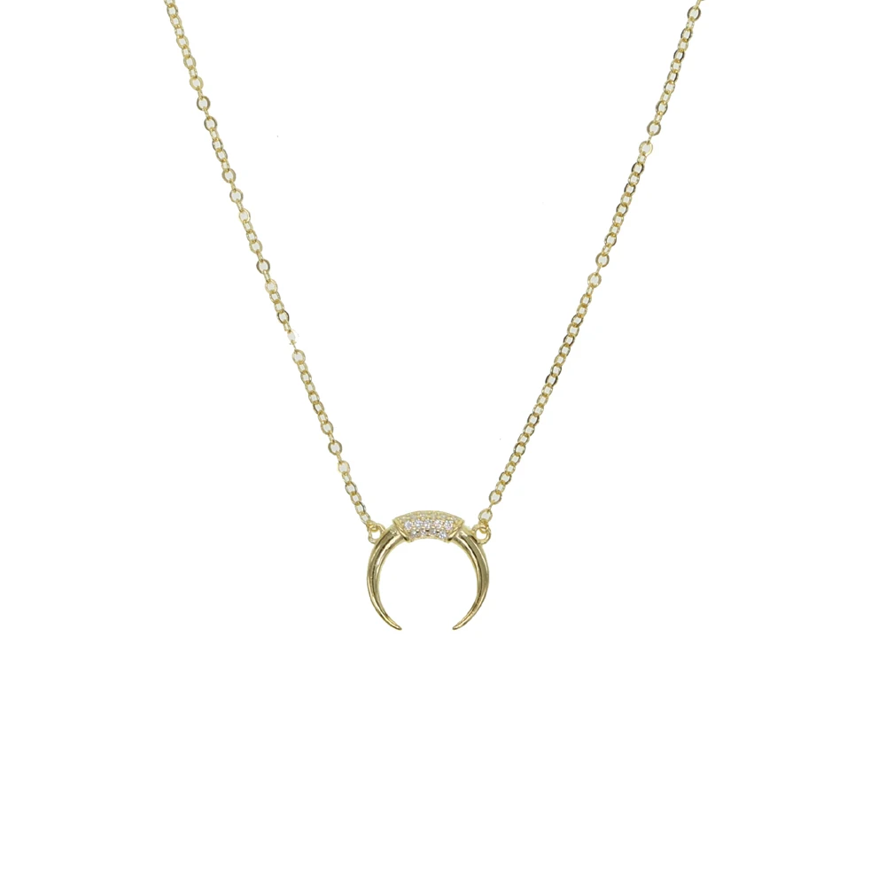 Новый 925 Серебро cz ожерелье с подвеской в виде полумесяца серебро/золото Цвет