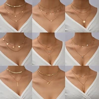ywzixln 2021 multi layer trend elegant jewelry round moon star pendant necklaceunquie women fashion necklace wholesale n0226