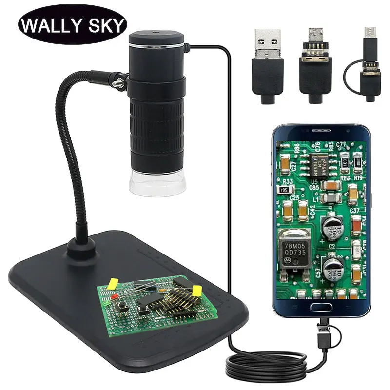 

USB Microscope 1000X 3 IN 1 USB Digital Microscope Support TypeC Android PC Electron Microscope Built-in 8 Adjustable LED lights