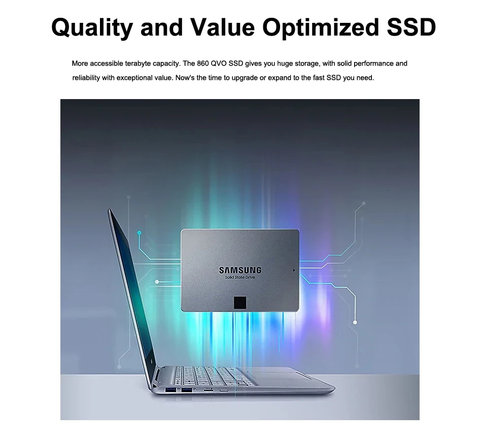 SAMSUNG SSD 860 QVO 2 ТБ Внутренний твердотельный диск HDD QLC жесткий диск SATA3 2,5 дюймов для ноутбука Настольный ПК