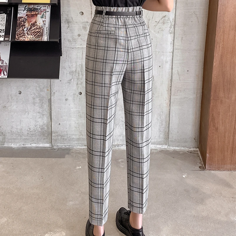 Женские брюки-карандаш Mozuleva повседневные клетчатые брюки до щиколотки с высокой