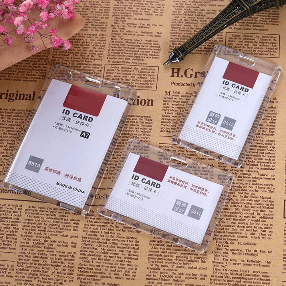 

Acrylic Transparent Bank Credit Card Holders High Quality Badge Holder Crystal Card Bus Id Holders Plastic Without Lanyard