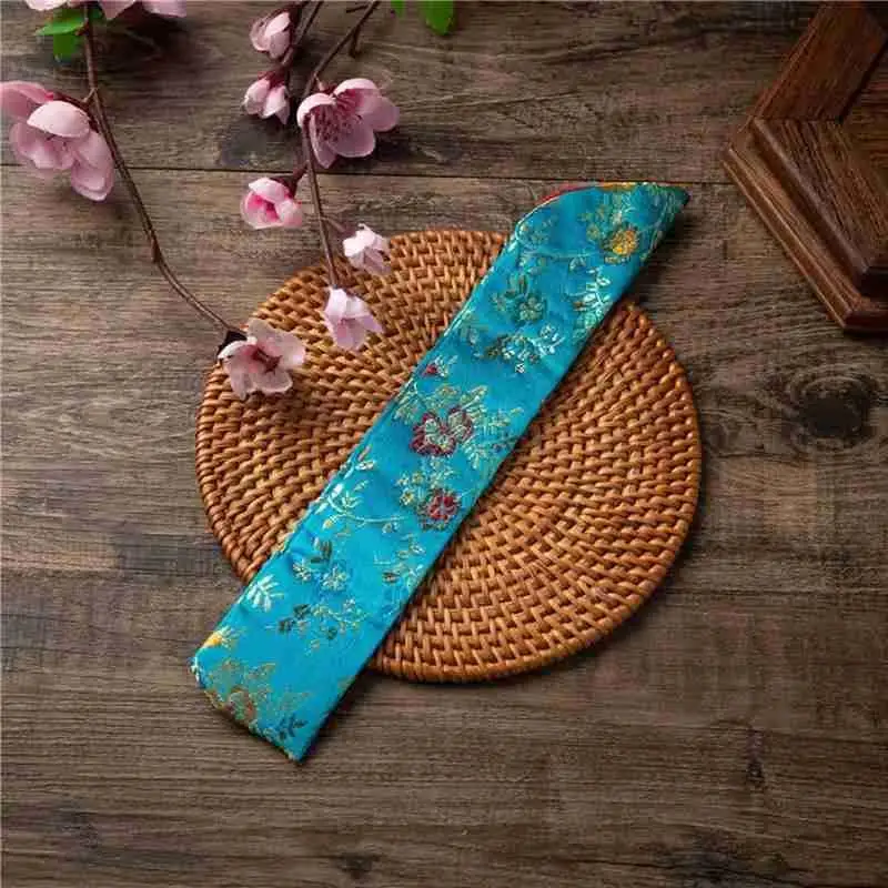 

Chinese Style Hand Fan Cover Bag Vintage Embroidery Dustproof Floral Holder Pocket Pouch Folding Handheld Fan Protector Sleeve
