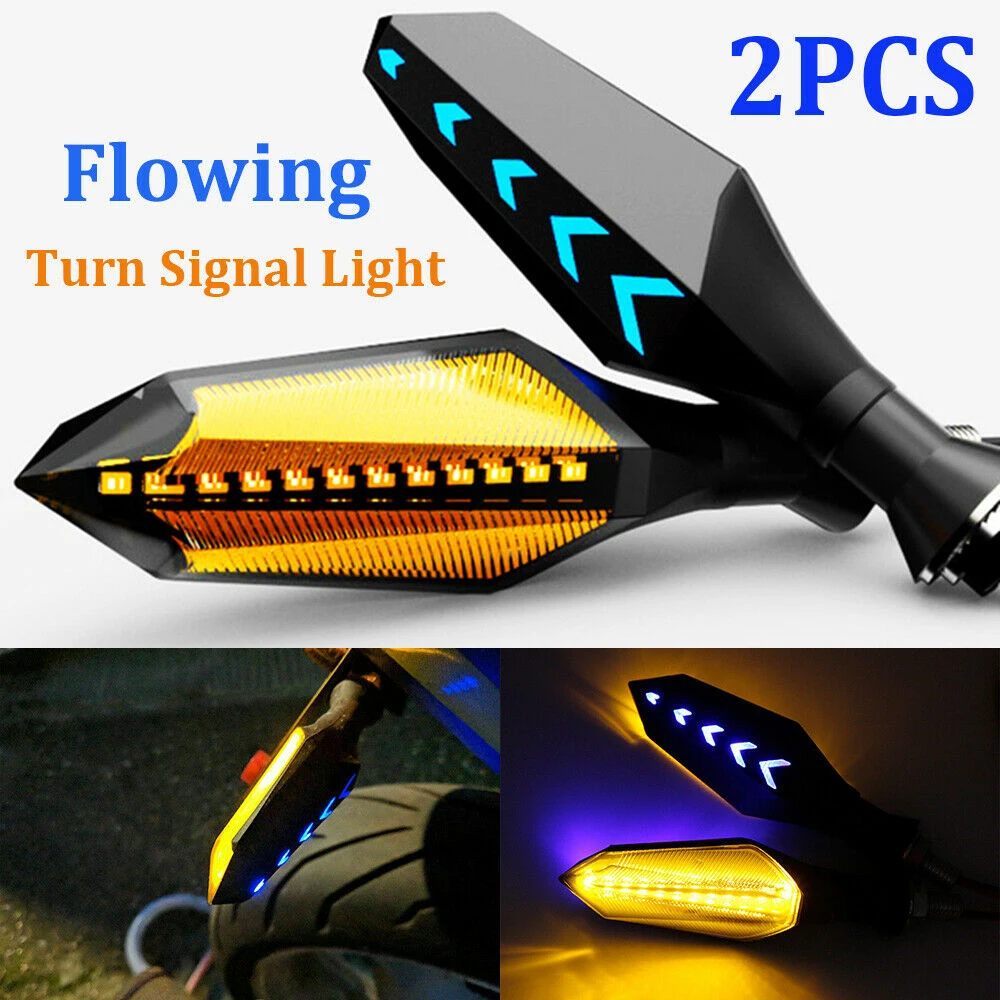 1 пара Новый стиль Янтарный мотоцикл поворотные сигнальные огни с синим