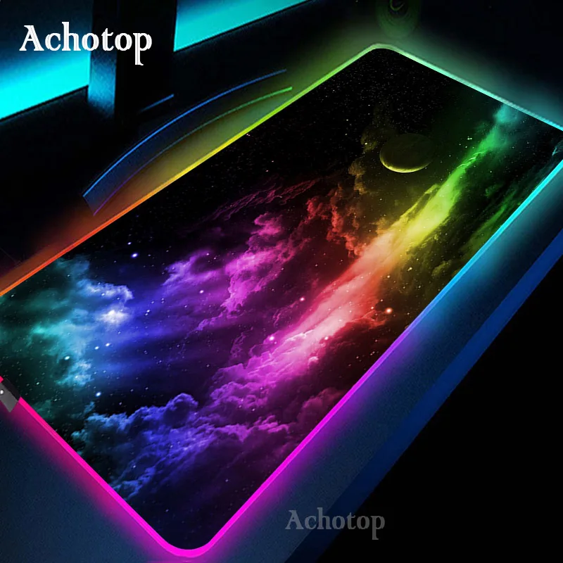 Игровой коврик для мыши Spac RGB игровой компьютерный с подсветкой большой XXL