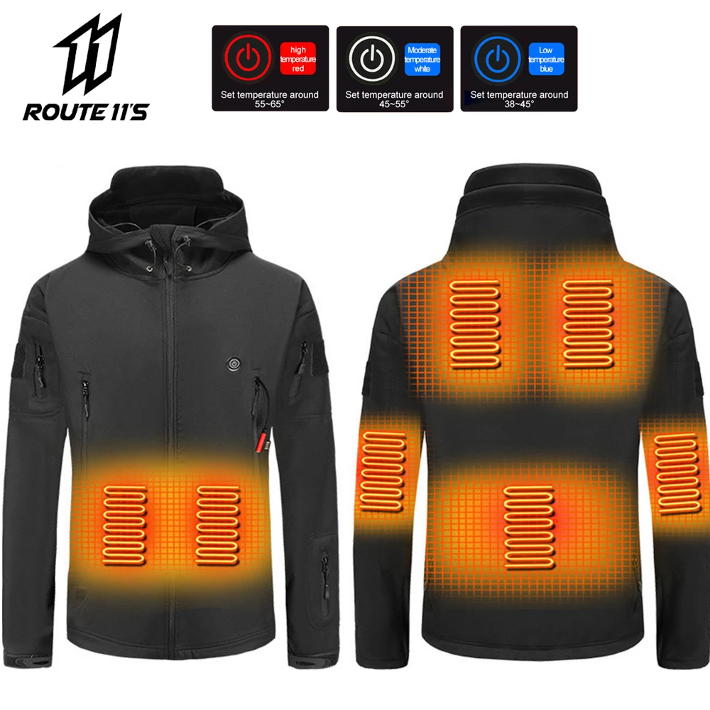 

Heated Men Cotton Jacket 7 Zones USB Electric Heating Temperature Hooded Jacket Outdoor Camping Warmth Washable Jacket Ladies