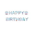 Баннер на день рождения с изображением русалки, украшение для вечевечерние, гирлянда для 1-го дня рождения для маленьких девочек, хвост русалки, баннер, принадлежности для будущей мамы