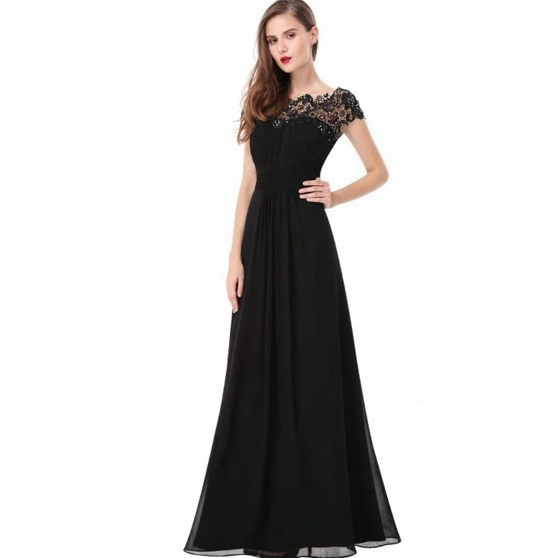 

WEPBEL Dress Women's Casual Solid Color Pleated Stitching Dress Summer Elegance Short Sleeve O-Neck High Waist Lace Dress