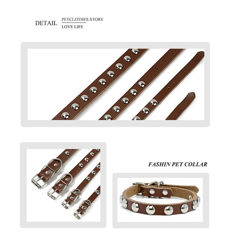 Кожаная кожа Индивидуальный Круглый Шипованный ошейник в стиле панк для собак