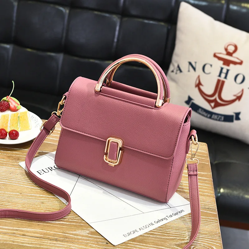 Однотонная женская сумка на плечо кожаная с клапаном модные женские вечерние