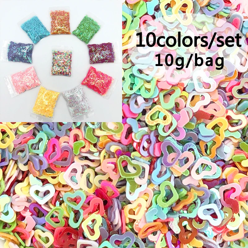 

4mm Loose Sequins Paillettes Sewing Craft PVC Flat Five-Pointed Star/Heart Nail Art Manicure/Wedding Decoration Confetti Set