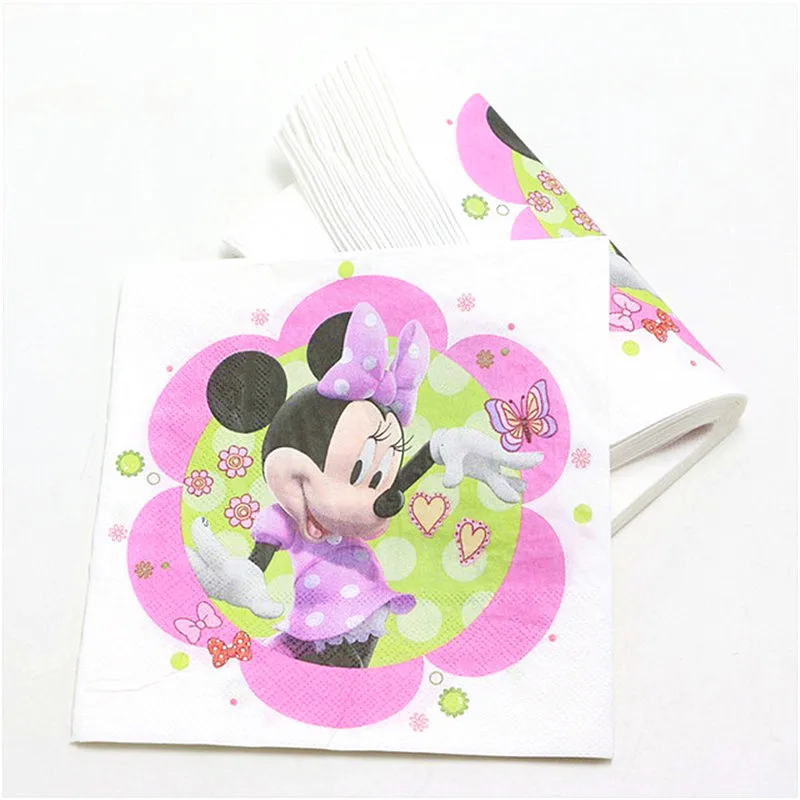 

20pcs Minnie Mouse Napkins Birthday Party Decorations Baby Shower Disposable Tableware Minnie Birthday Party Supplies For Kids