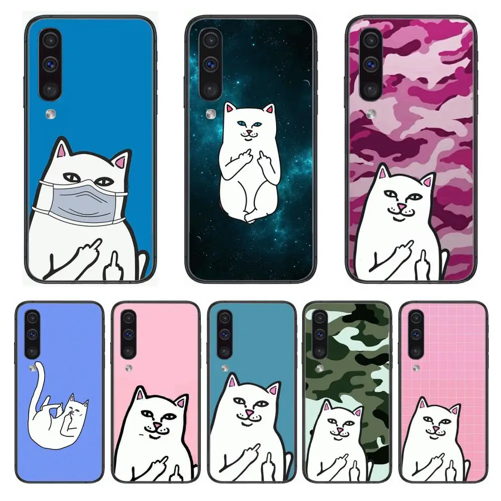 

Cute cartoon cat case Phone Case Hull For Samsung Galaxy A 3 5 6 7 8 9 E 2018 Plus 2017 E S Black Shell Art Cell Cover TPU