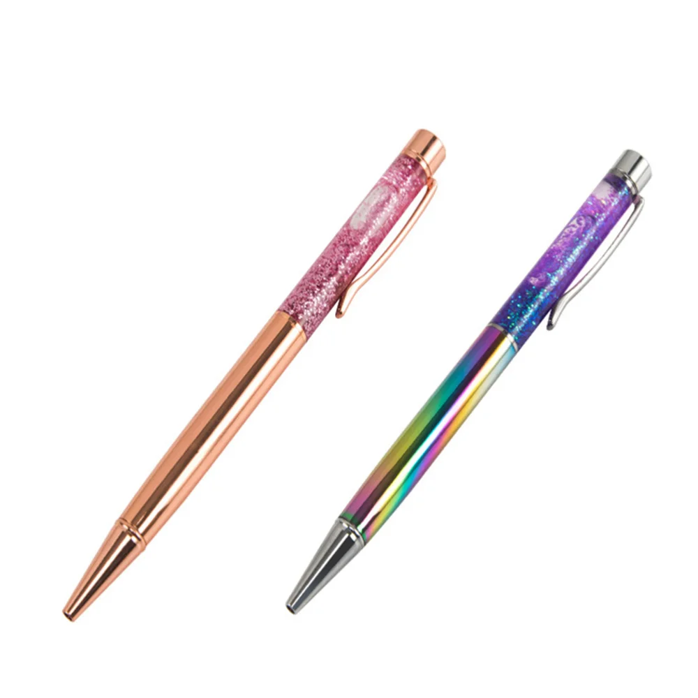

3pcs Rose Gold Ballpoint Pens Metal Pen Bling Dynamic Liquid Sand Pen With Refills Black Ink Office Supplies Gift Pens