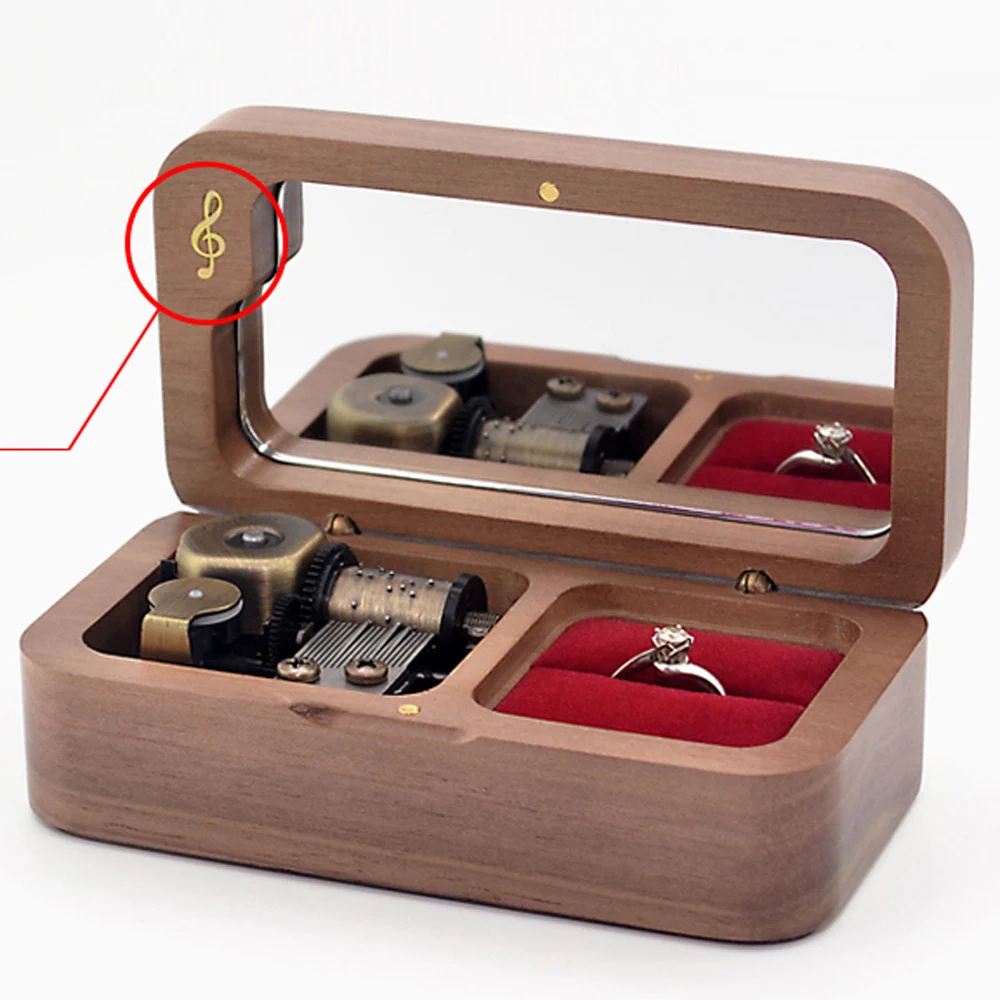 Музыкальная шкатулка из твердой древесины для колец практичный подарок на день