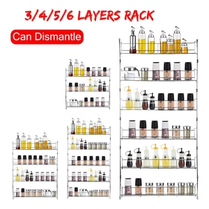 3456 layers kitchen spice rack multifunctional organizer storage holders shelf pantry wall hanging holder save space shelf free global shipping