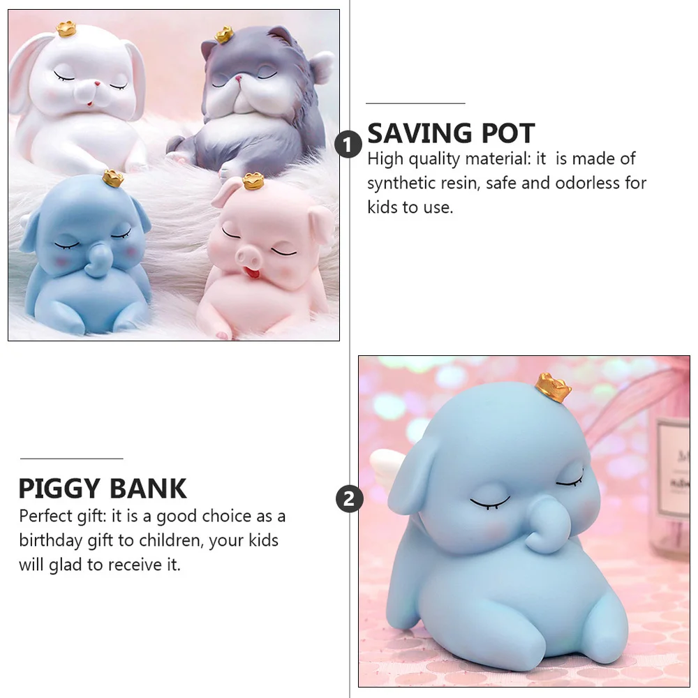 Kids Saving Pot Money Box Cartoon Elephant Piggy Bank Craft Decor (Sky-blue) | Дом и сад