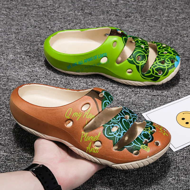 

High Quality Couple Slippers EVA Beach Shoes Non-slip Comfortable Bathroom Slippers Black Green Beige Summer Slippers Men 35-46