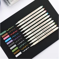 sta 10pcs metallic color brush marker pen set soft painting drawing hand lettering calligraphy school home diy art supplies f965