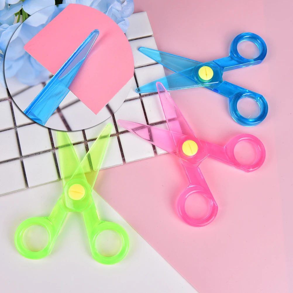 

Plastic Safety Scissors Round Head Safety Scissors Stationery Student Kids DIY Paper Cutting School Supplies Random Color