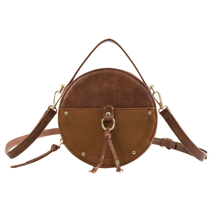 Женские сумки с ручками сверху 2020 Новые однотонные кожаные дамские круглые