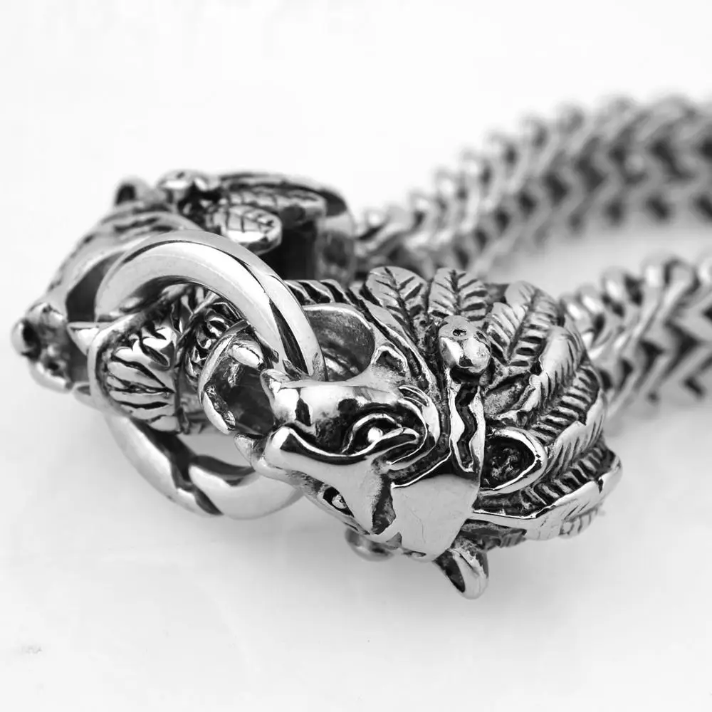 Мужской браслет из полированной нержавеющей стали с головой льва хип хоп 22