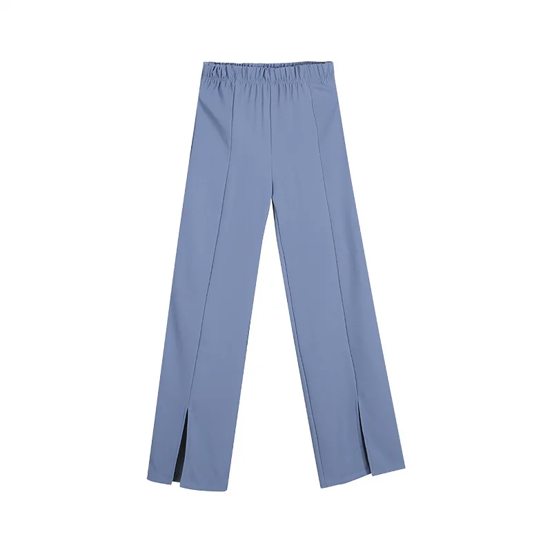 

ZAWAHIKI Korean Elegant Fashion Women's Pants Summer 2021 Elastic Waist Solid Loose Long Trousers High Waist Wide Leg Pants