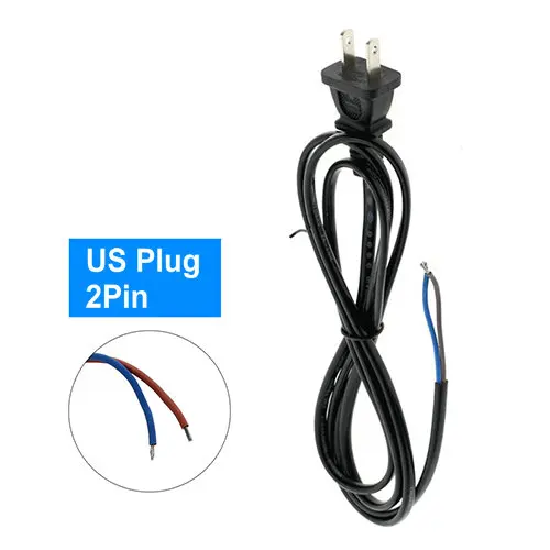2pin US Plug Штепсельная Вилка стандарта ЕС, США, Великобритании, Австралии, провод питания, электрический провод, 1,5 м, шнур питания, провод переменного тока, постоянного тока, черный удлинитель питания - Цвет: 2pin US Plug