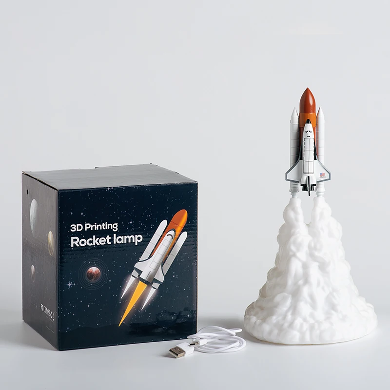 3D печать Космический Шаттл светильник светодиодный ночник USB перезаряжаемая ракетная лампа поддержка дропшиппинг