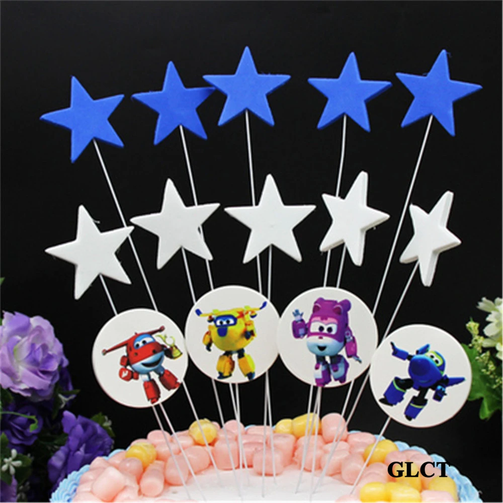 

cake flags super wings birthday party cupcake toppers decoration cake decorating supplies robot superwings birthday cake topper