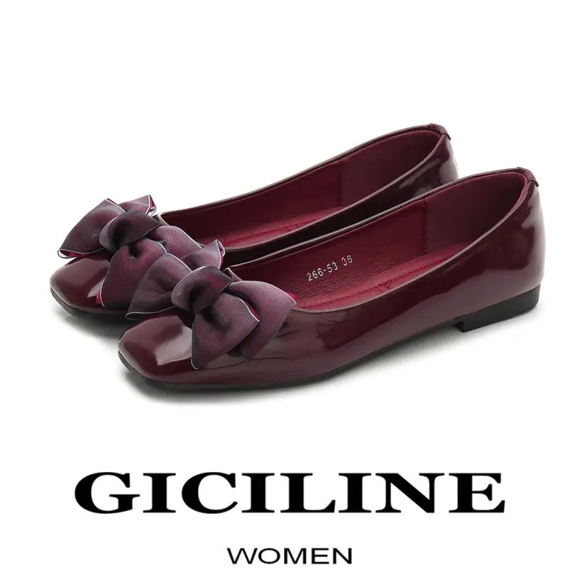 Ballet Flats Shoes Woman Patent Leather Bowknot Sweet Fashion Design Lady Girls Daily Spring Autumn Casual Shoes For Women 2023