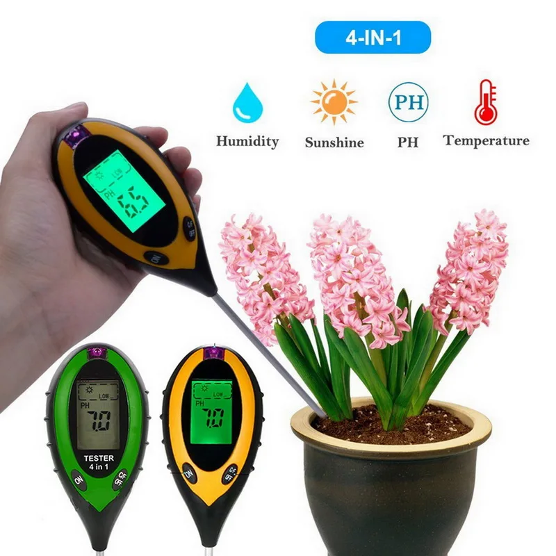 4 in 1 Soil Ph Meter Tester PH Moisture Temperature Sunlight Intensity Measurement Analysis Acidity Alkali | Инструменты