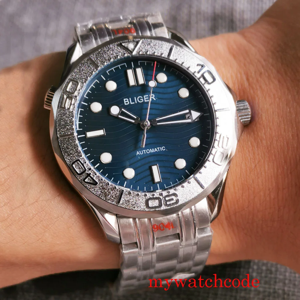

Bliger 41 мм синий циферблат NH35 MIYOTA 8215 сапфировое стекло вращающийся ободок светящаяся Дата осенние мужские часы