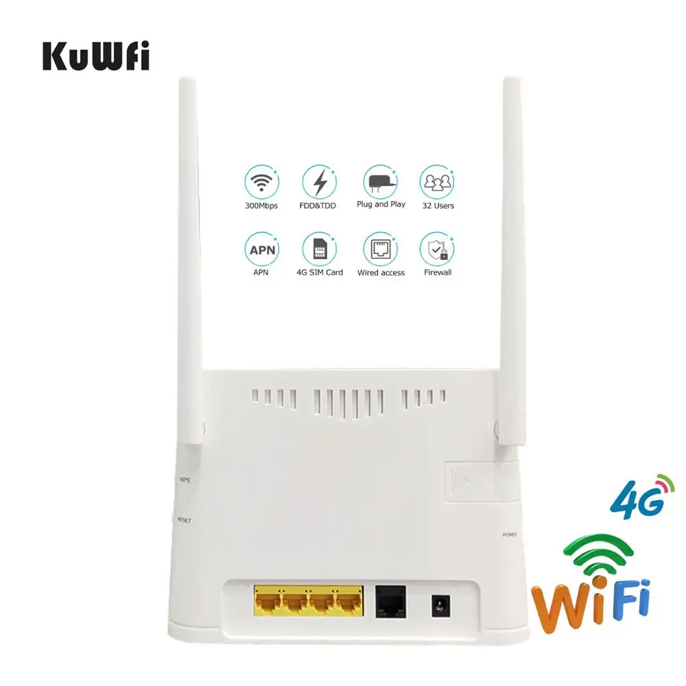 KuWFi 4G маршрутизатор разблокирован sim карта Wifi CAT4 150 Мбит/с Встроенный аккумулятор