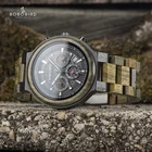 Мужские деревянные кварцевые наручные часы BOBO BIRD, часы в стиле ретро из зеленого сандалового дерева, многофункциональный хронограф, принимаем индивидуальные часы