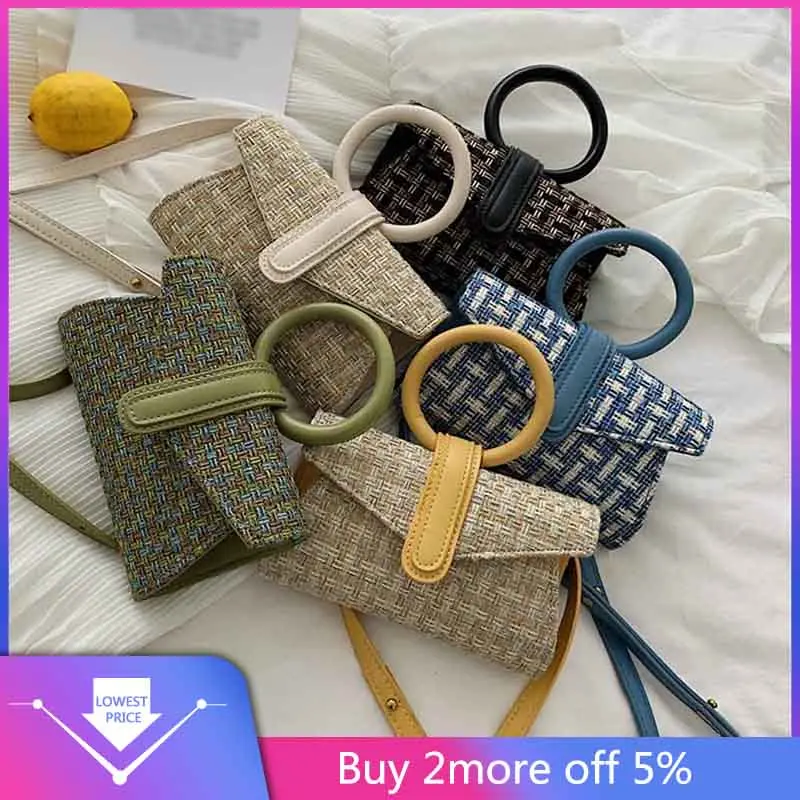 Женская модная тканая сумка на плечо сумка-мессенджер трикотажная поясная