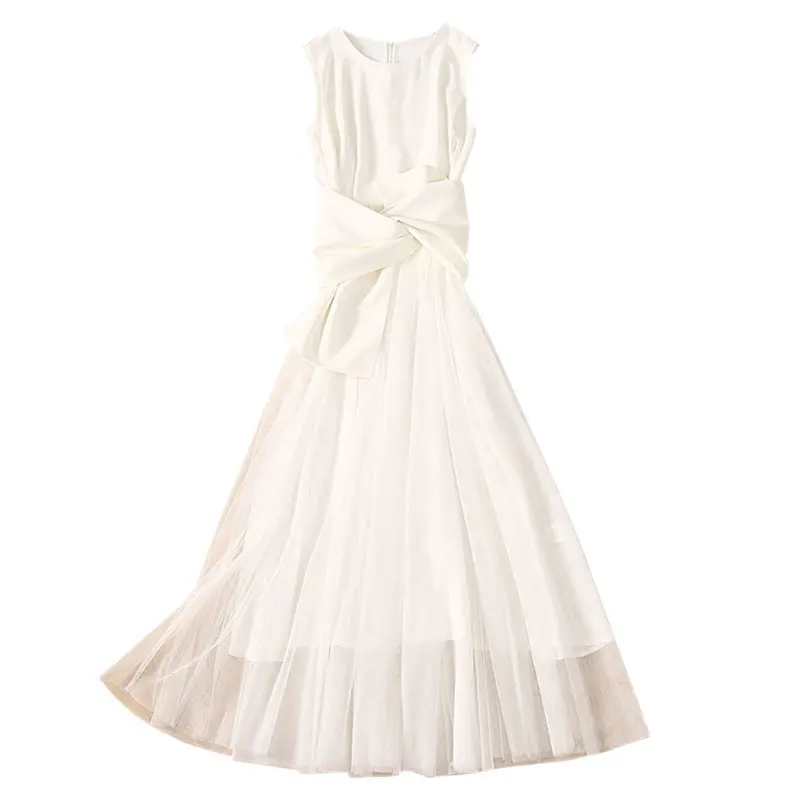 

Элегантное Длинное Платье Макси для церемонии с круглым вырезом, без рукавов