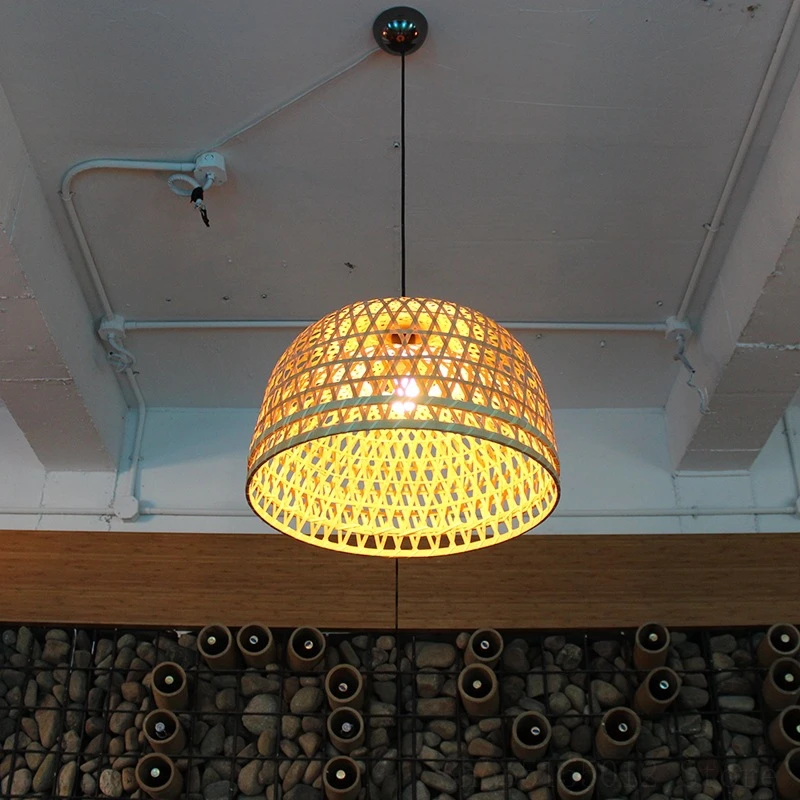 

Nordic Bilayer Bamboo Pendant Lamp for Living Room Hanging Light Fixtures Handwoven Pendant Light Restaurant Decor Hanging Lamp