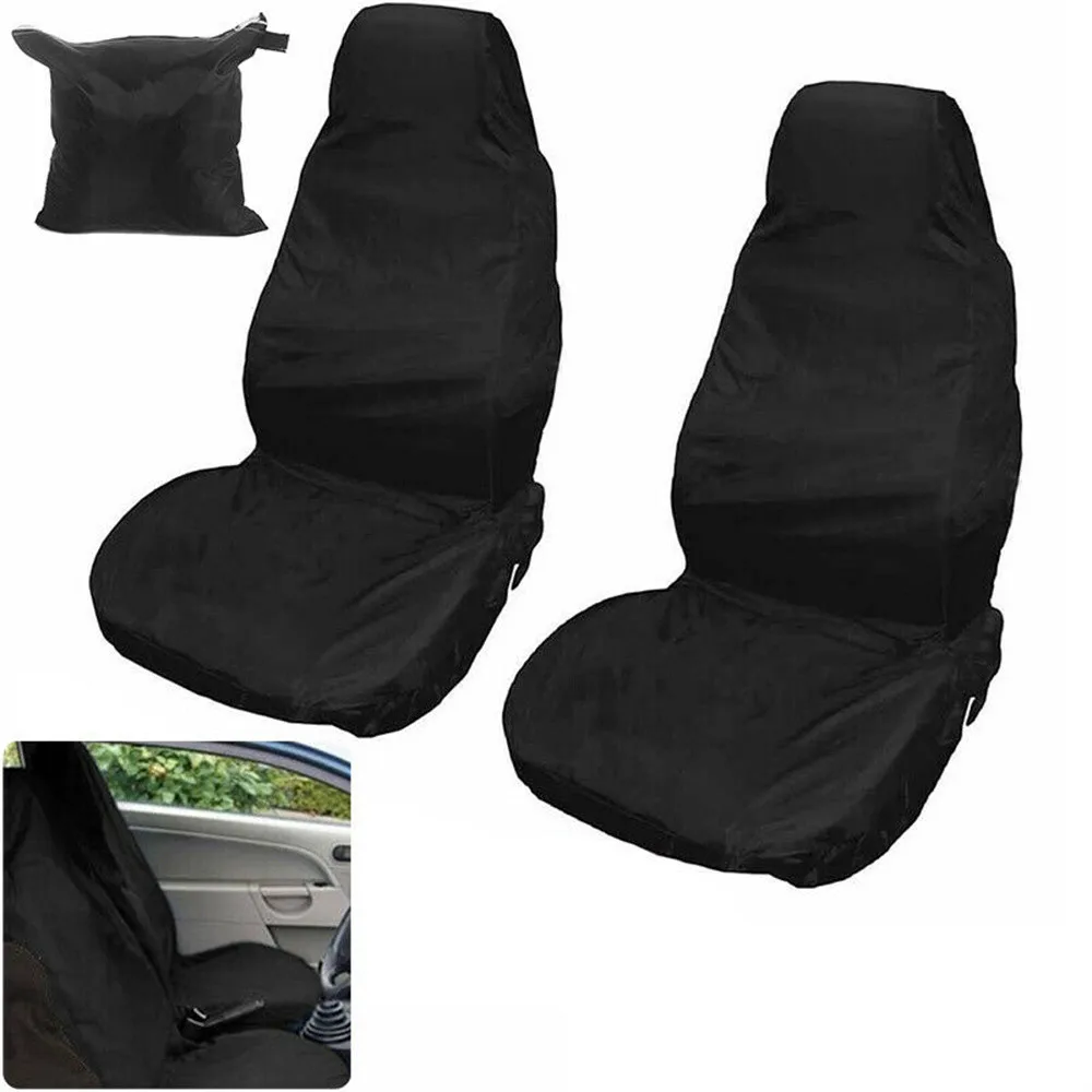 

2Pcs Heavy Duty Front Seat Covers Universal Car Van Black Waterproof Protectors Waterproof Nylon Material Easy To Clean