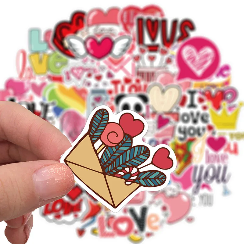 50 Uds amor pegatina de Graffiti port&aacute;til Diy Scrapbook rosa, D&iacute;a de San Valent&iacute;n decoraci&oacute;n suministros equipaje calcoman&iacute;as de Skateboard paquete-3