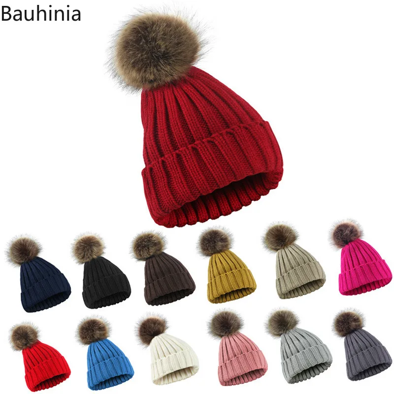 2020 Новая Коричневая меховая помпон зимняя женская шапка Толстая бархатная