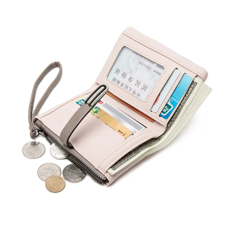 

2021 New Korean Flower Two-Fold Short Women's Wallet, Purse Girls Small Purse Purse