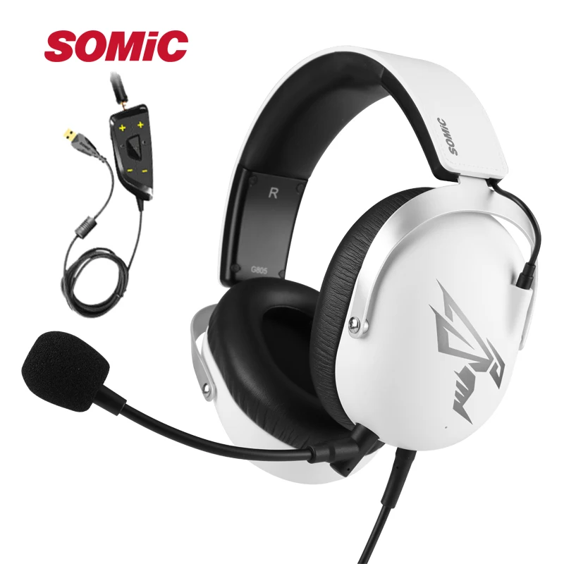 

SOMIC G805 7.1 Virtual PS4 Gaming Headset Wired Stereo Headphones With Microphone 3.5mm USB Plug For Xbox Laptop PC Games