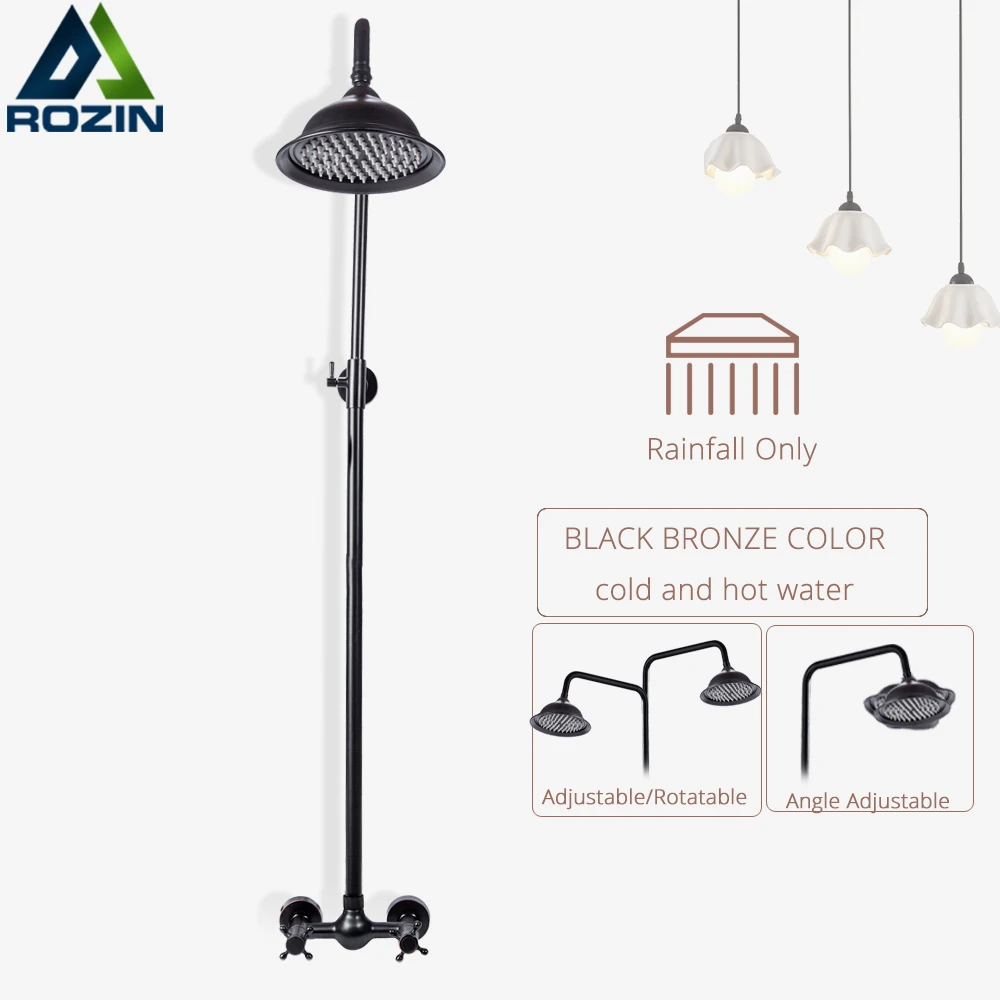 Бронзовый черный смеситель для душа в стене ванной комнаты регулируемый по