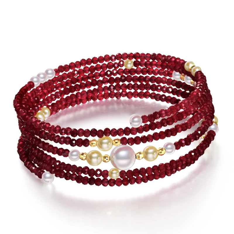 Браслет DAIMI Akoya с морским жемчугом рубиновый эластичный браслет из натурального